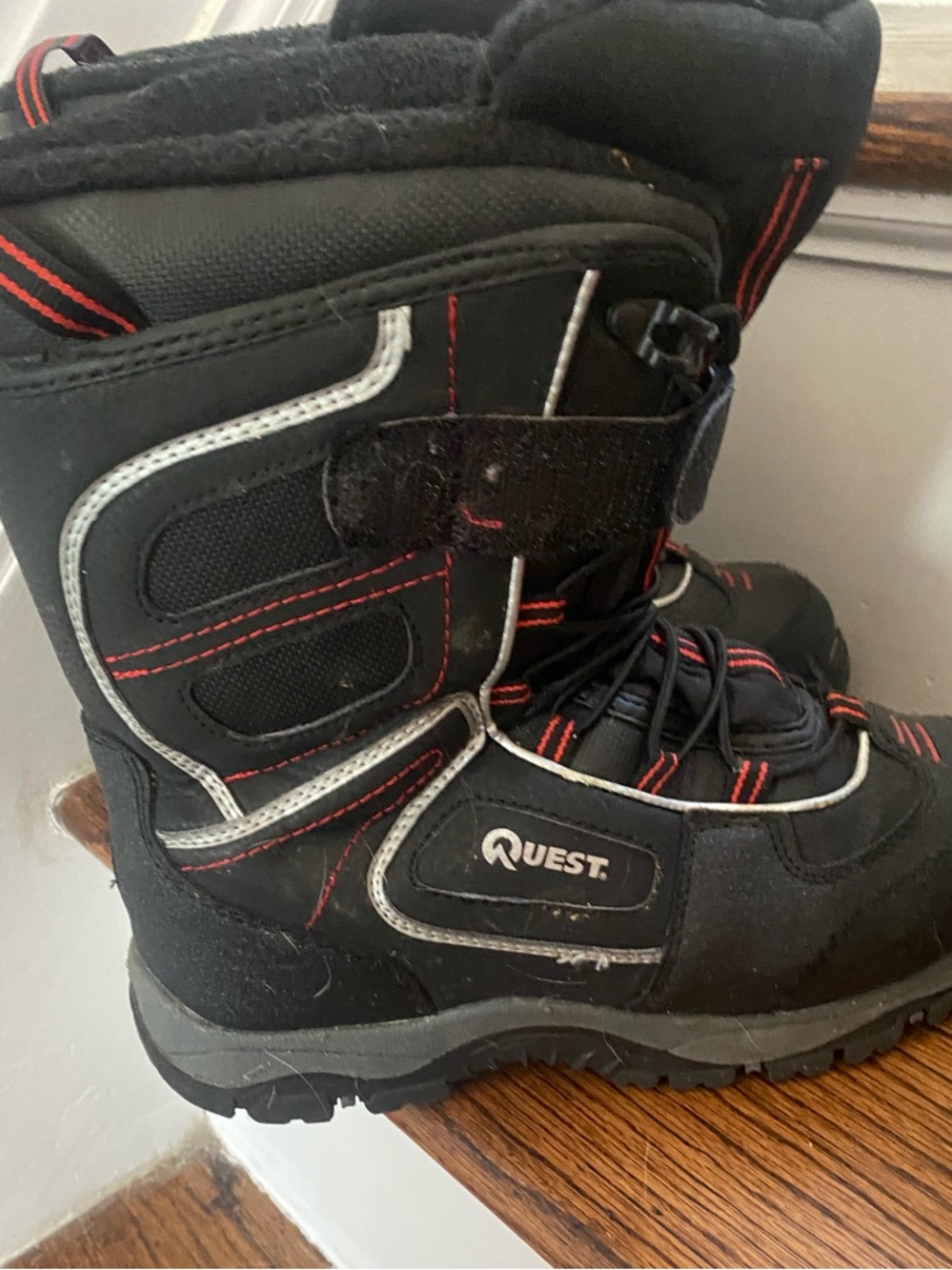 Quest Kids Black and Red Winter Snow Boots